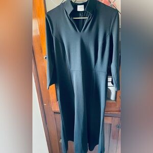 Marycrafts SZ 14 black half-sleeved full swingy hem dress